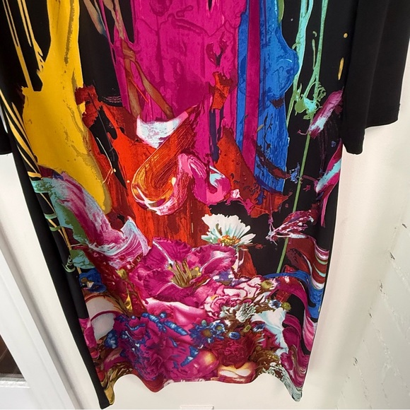 Joseph Ribkoff Black Dress with Pink and Blue Accents - Picture 4 of 10